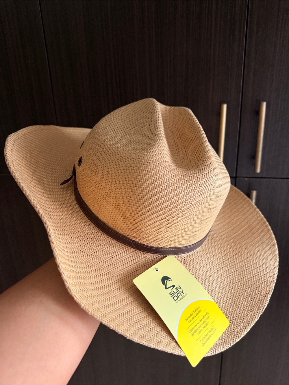 Sunday Afternoons Beige Straw Hat with Brown Band Brand New with Tag